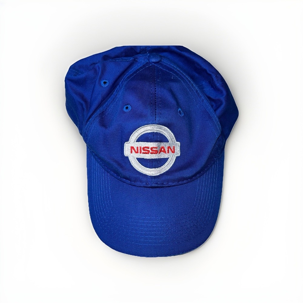 Vtg Nissan Embroidered Logo Hat Blue Adjustable Cap Port & Company Racing Promo
